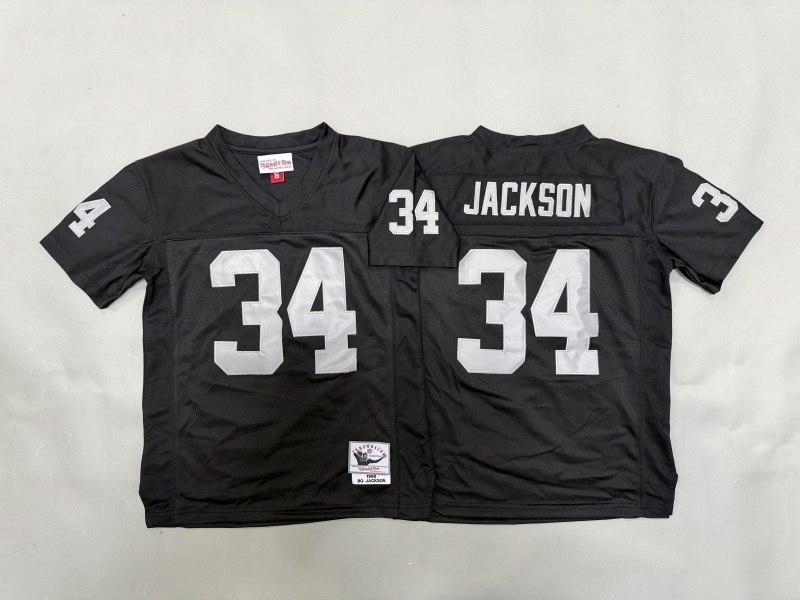 Youth Oakland Raiders #34 Jackson Black Throwback Limited Nike NFL Jersey 01->youth nfl jersey->Youth Jersey